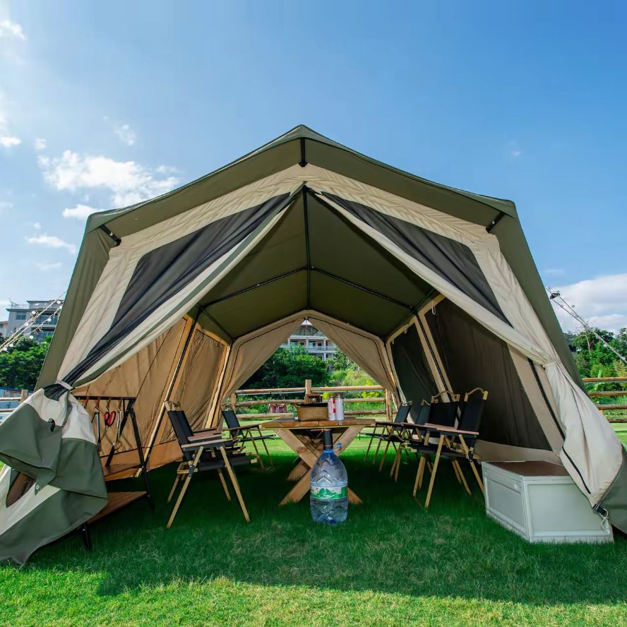户外露营便携隧道帐篷一室一厅野营双层遮光防风防晒折叠天幕帐篷