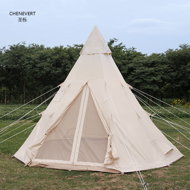户外露营蒙古包帐篷超轻过夜野营防雨防蚊大型金字塔印第安帐篷